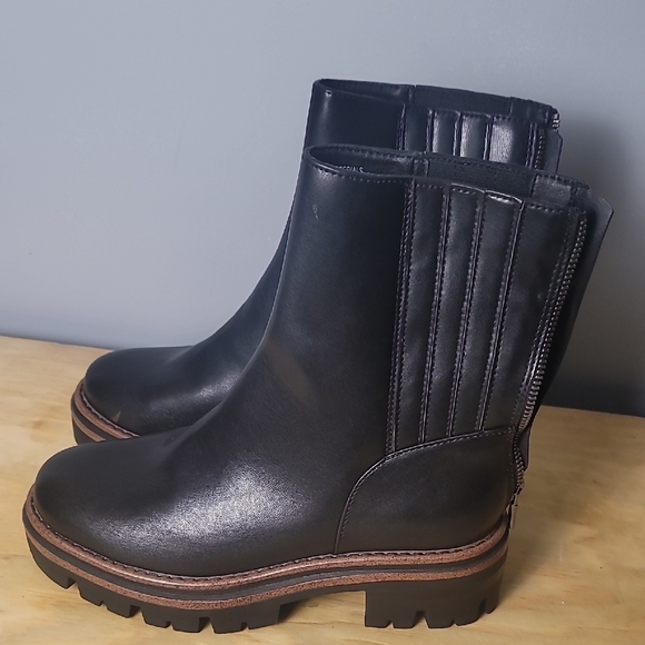 Korks Kork-Ease Vivi Lug Black Chunky Heel Ankle Boots - Picture 4 of 10